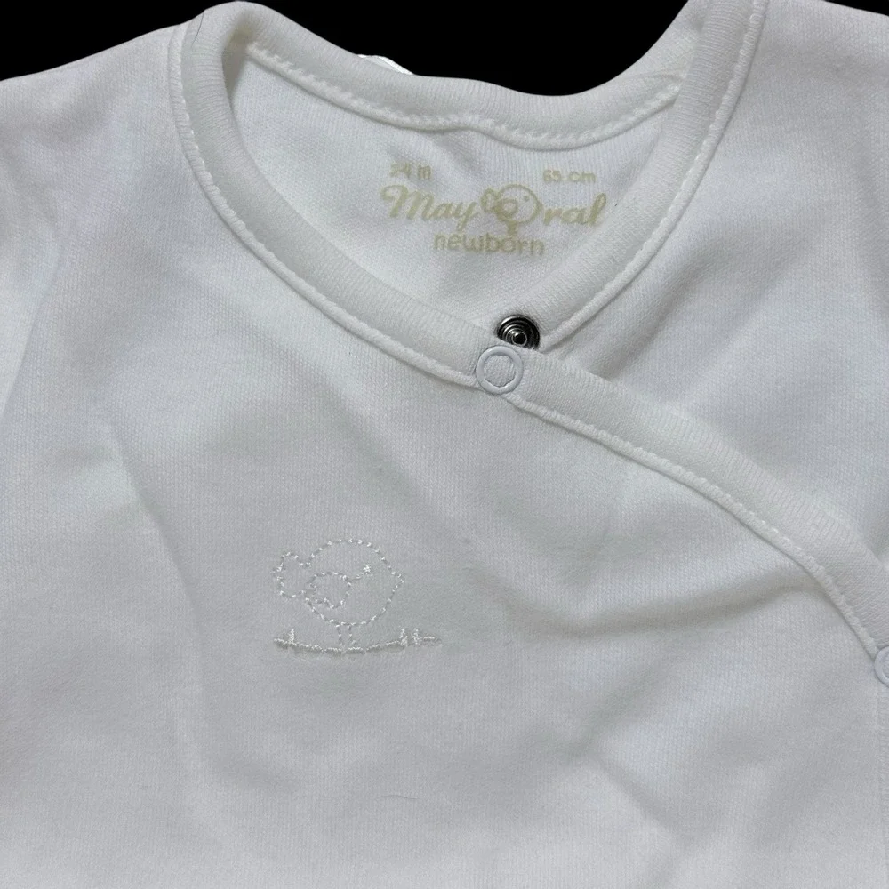 Mayoral Unisex Newborn White Long Sleeve‎ Bodysuit Embroidered